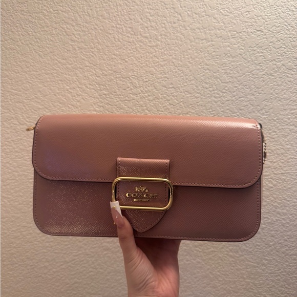 Coach Blush Leather Clutch with Gold Accents
